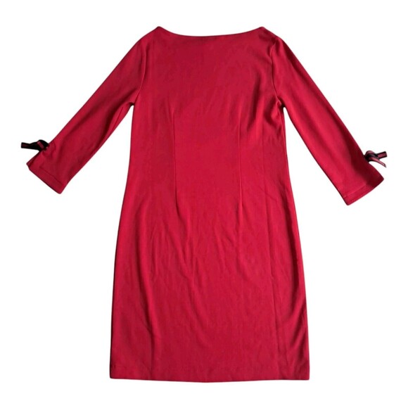 NWT Talbots Dress Red Bow 3/4 Sleeve Sheath Classic Preppy Women's Small - Picture 3 of 10